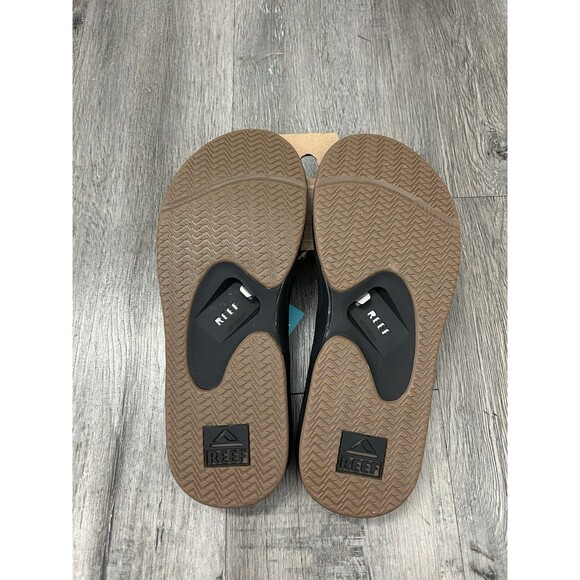 Reef Fanning Bottle Opener  Sandals T Post Strap Flip Flop Black Mens US 12 - Picture 7 of 9